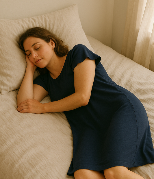 Woman sleeping in merino nightie