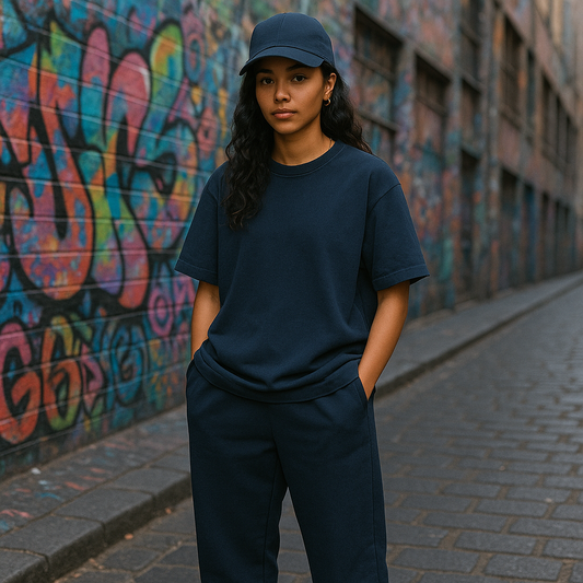 young woman wearing cool merino streetwear in Melbourne laneway