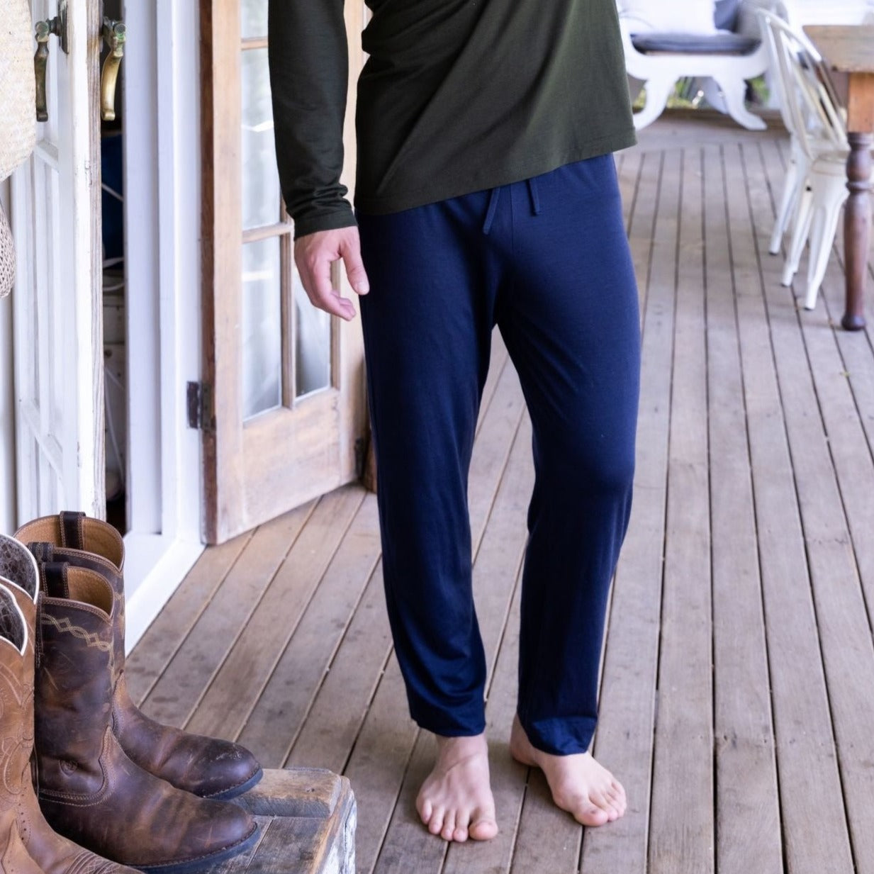 navy Merino sleep and lounge pants