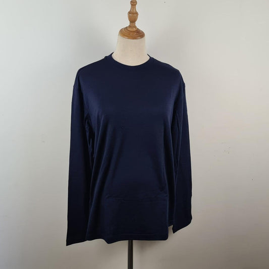 Women's Merino Pajama Tee in navy on mannequin