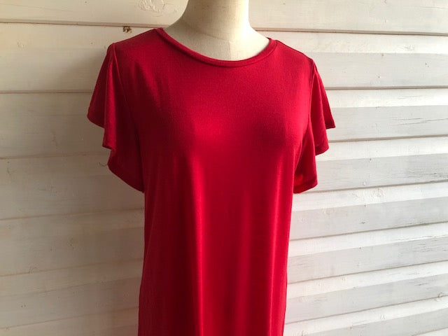 Women's Flutter Sleeve Nightie | 100% Merino Wool  Blaze Red SALE