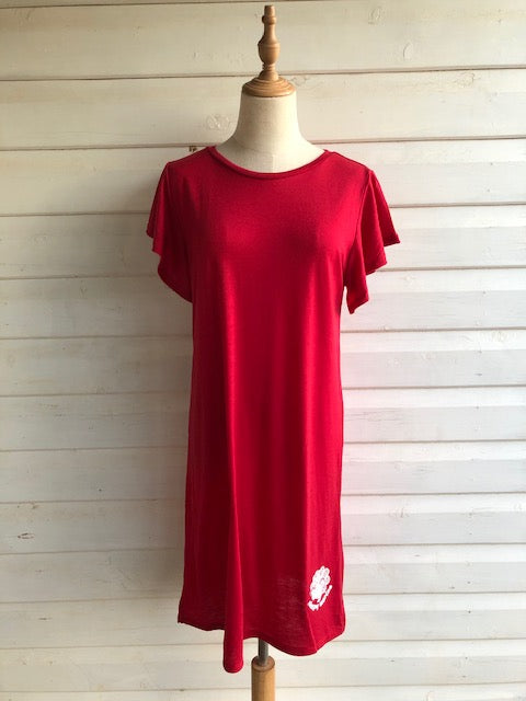 Women's Flutter Sleeve Nightie | 100% Merino Wool  Blaze Red SALE