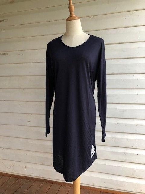 Women's Long Sleeve Sleepshirt | 100% Merino Wool Navy SALE