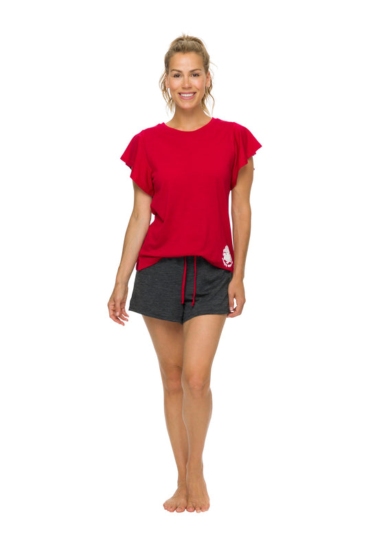 Women's Flutter Sleeve Top | 100% Merino Wool  Blaze Red SALE