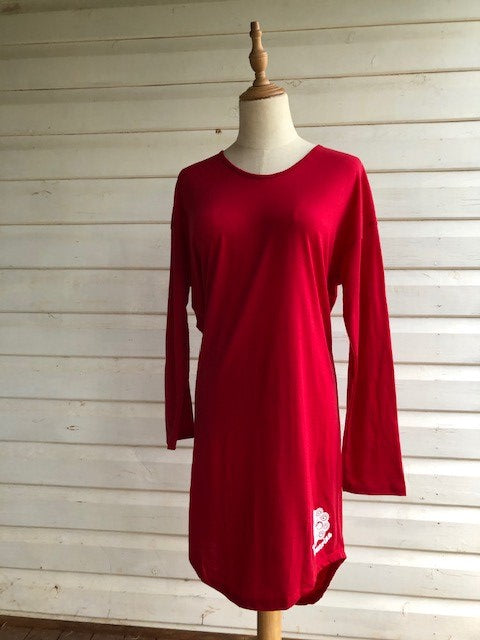 Women's Long Sleeve Sleepshirt | 100% Merino Wool Blaze Red SALE