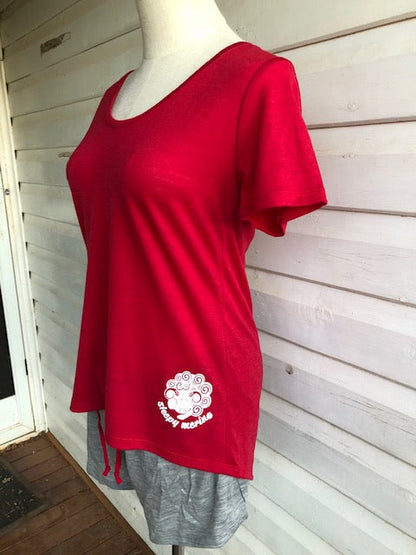 Women's Short Sleeve tee/Pyjama Top | 100% Merino Wool Blaze Red SALE